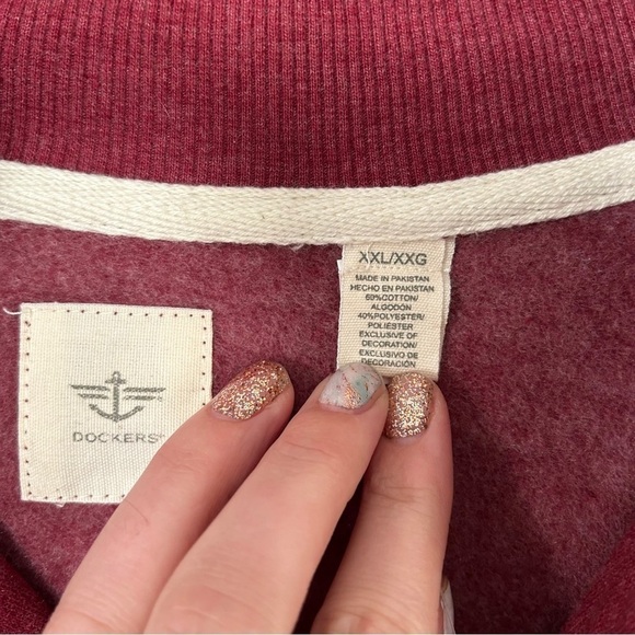 🦋 NWOT Dockers Red Quarter Zip Pullover Sweatshirt XXL Casual Comfy - Picture 2 of 5